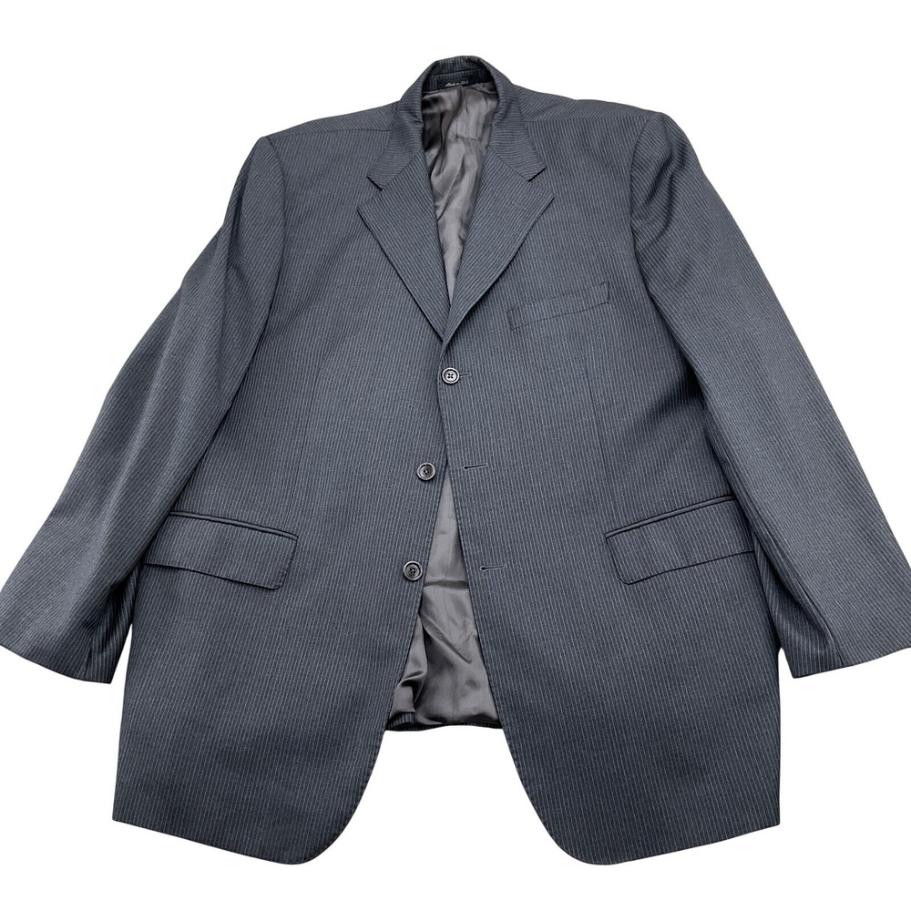 Gianni Manzoni Blazer Mens 48R Charcoal Gray Pinstripe Executive Italy Luxury